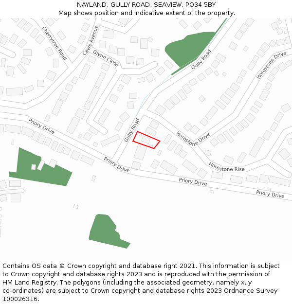 NAYLAND, GULLY ROAD, SEAVIEW, PO34 5BY: Location map and indicative extent of plot