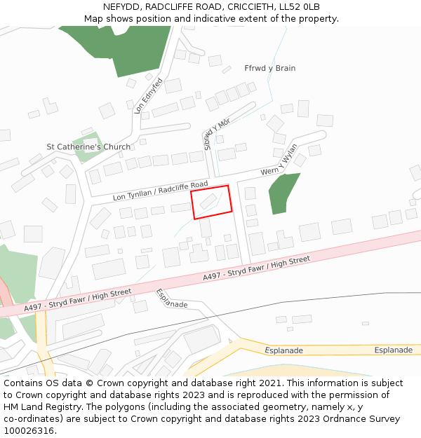 NEFYDD, RADCLIFFE ROAD, CRICCIETH, LL52 0LB: Location map and indicative extent of plot