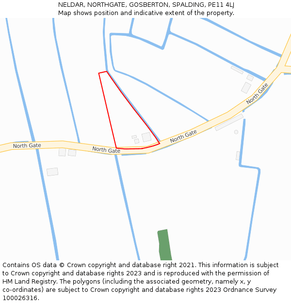NELDAR, NORTHGATE, GOSBERTON, SPALDING, PE11 4LJ: Location map and indicative extent of plot