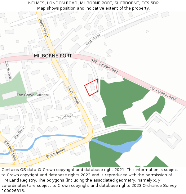 NELMES, LONDON ROAD, MILBORNE PORT, SHERBORNE, DT9 5DP: Location map and indicative extent of plot