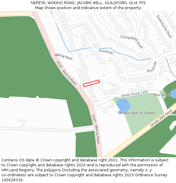 NEPETA, WOKING ROAD, JACOBS WELL, GUILDFORD, GU4 7PS: Location map and indicative extent of plot