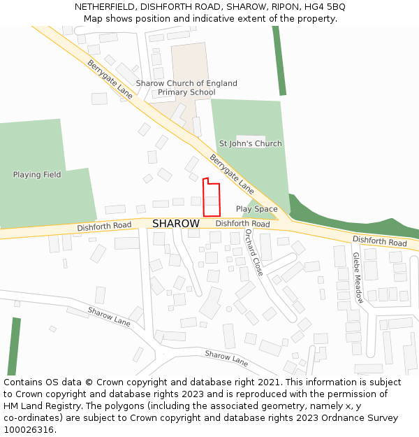 NETHERFIELD, DISHFORTH ROAD, SHAROW, RIPON, HG4 5BQ: Location map and indicative extent of plot