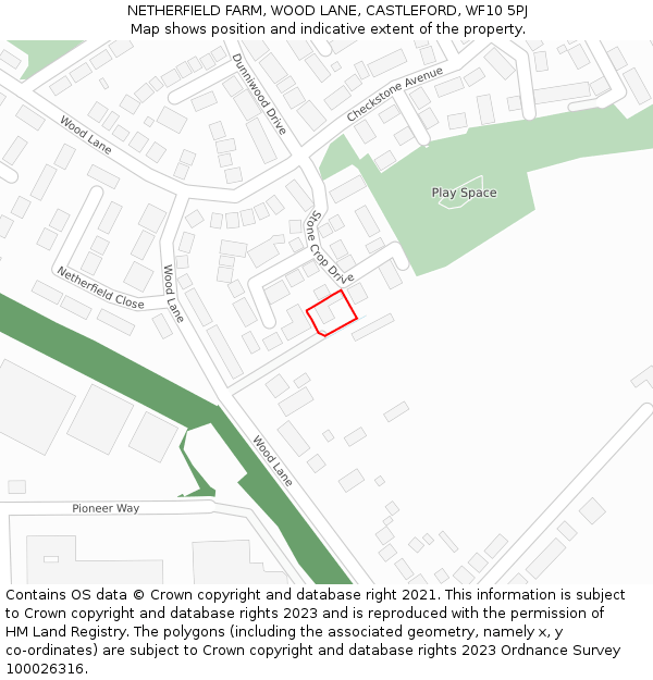 NETHERFIELD FARM, WOOD LANE, CASTLEFORD, WF10 5PJ: Location map and indicative extent of plot