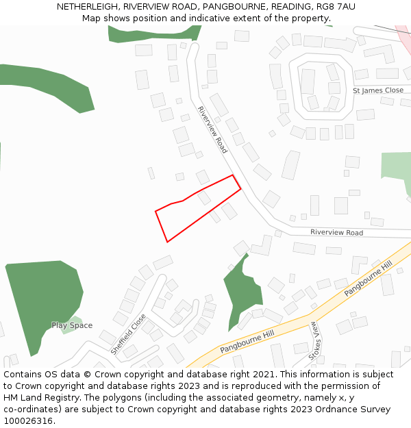 NETHERLEIGH, RIVERVIEW ROAD, PANGBOURNE, READING, RG8 7AU: Location map and indicative extent of plot