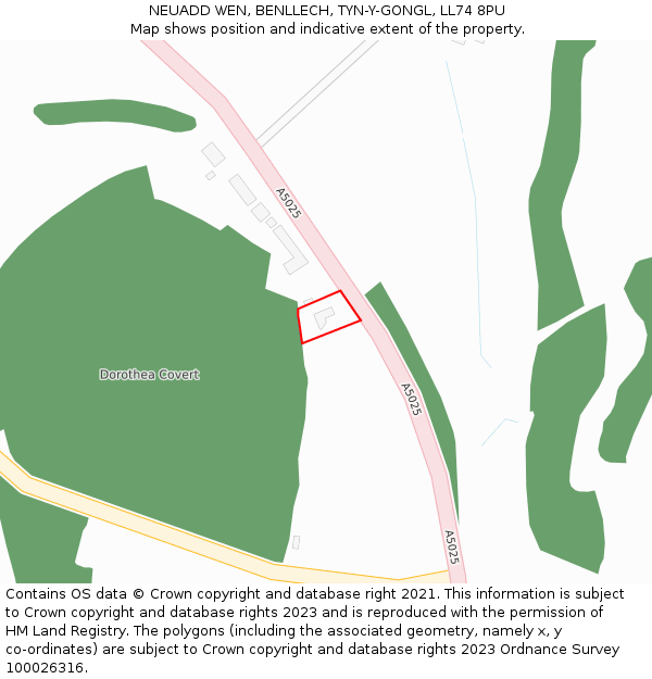 NEUADD WEN, BENLLECH, TYN-Y-GONGL, LL74 8PU: Location map and indicative extent of plot