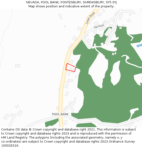 NEVADA, POOL BANK, PONTESBURY, SHREWSBURY, SY5 0YJ: Location map and indicative extent of plot