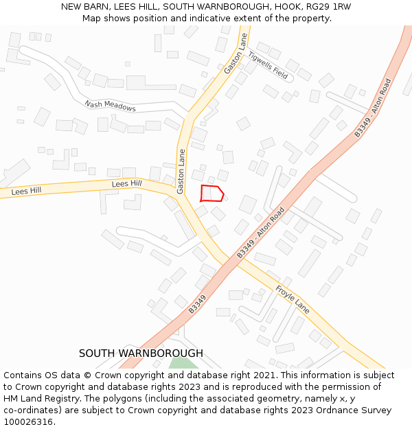 NEW BARN, LEES HILL, SOUTH WARNBOROUGH, HOOK, RG29 1RW: Location map and indicative extent of plot