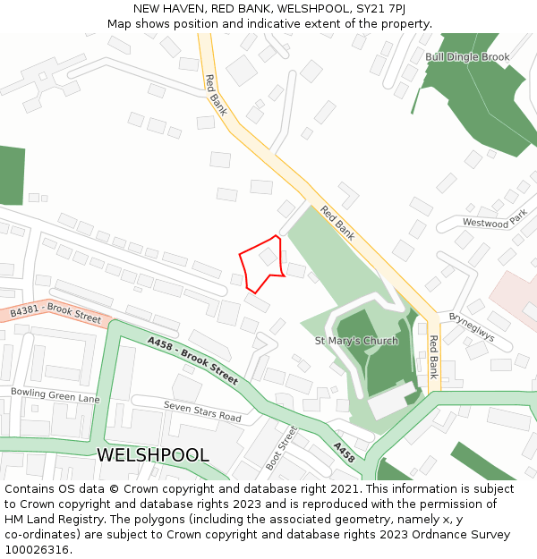 NEW HAVEN, RED BANK, WELSHPOOL, SY21 7PJ: Location map and indicative extent of plot