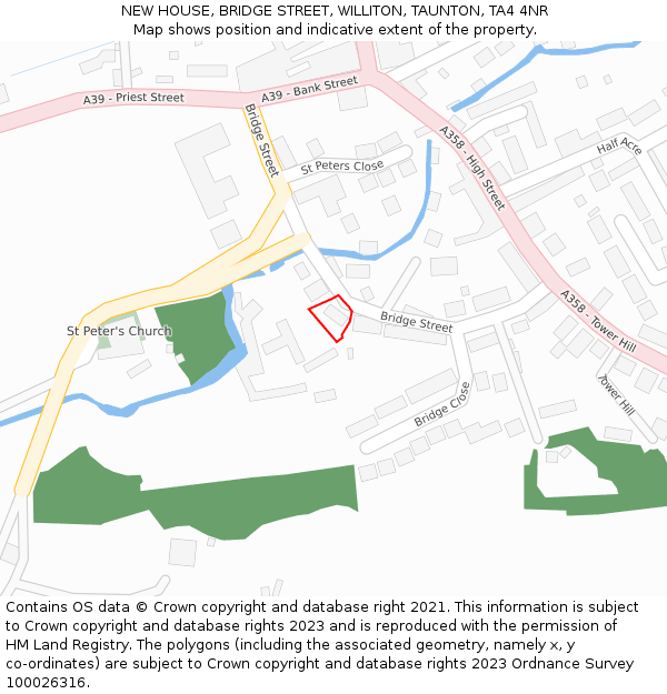 NEW HOUSE, BRIDGE STREET, WILLITON, TAUNTON, TA4 4NR: Location map and indicative extent of plot