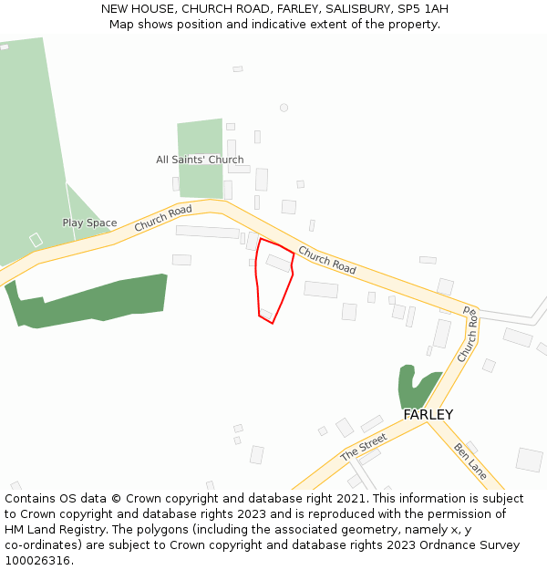 NEW HOUSE, CHURCH ROAD, FARLEY, SALISBURY, SP5 1AH: Location map and indicative extent of plot