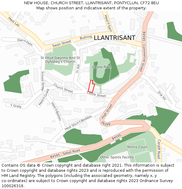 NEW HOUSE, CHURCH STREET, LLANTRISANT, PONTYCLUN, CF72 8EU: Location map and indicative extent of plot