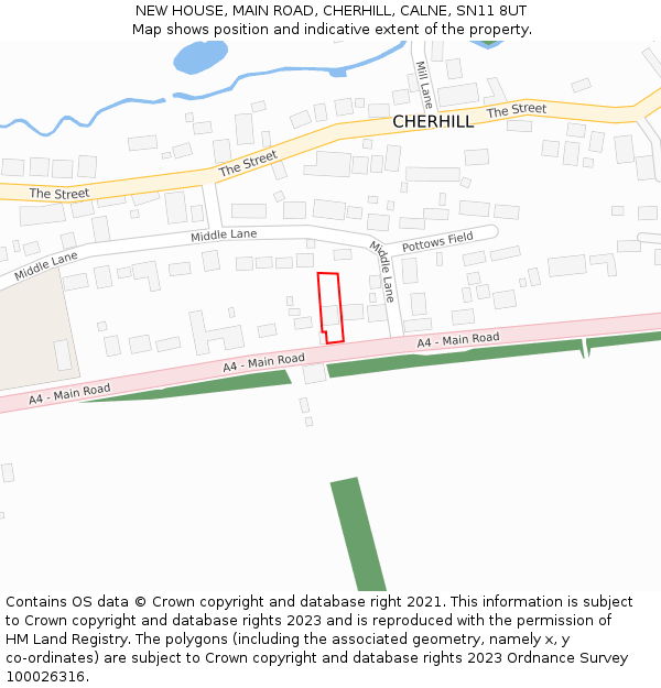 NEW HOUSE, MAIN ROAD, CHERHILL, CALNE, SN11 8UT: Location map and indicative extent of plot