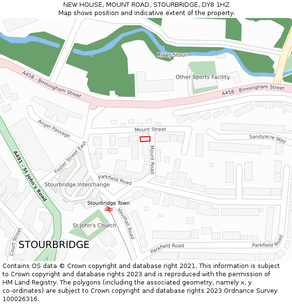 NEW HOUSE, MOUNT ROAD, STOURBRIDGE, DY8 1HZ: Location map and indicative extent of plot