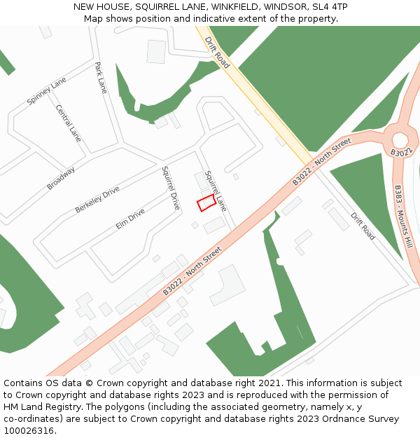 NEW HOUSE, SQUIRREL LANE, WINKFIELD, WINDSOR, SL4 4TP: Location map and indicative extent of plot