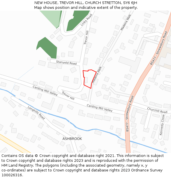 NEW HOUSE, TREVOR HILL, CHURCH STRETTON, SY6 6JH: Location map and indicative extent of plot