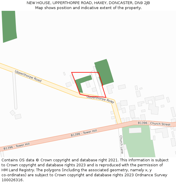 NEW HOUSE, UPPERTHORPE ROAD, HAXEY, DONCASTER, DN9 2JB: Location map and indicative extent of plot