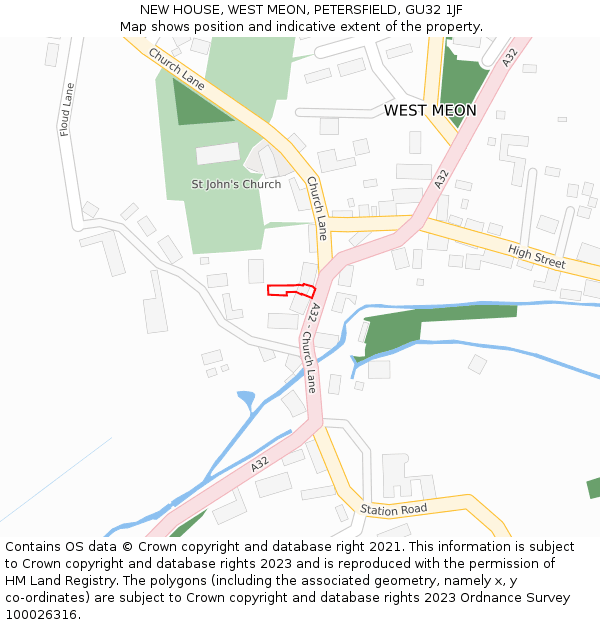 NEW HOUSE, WEST MEON, PETERSFIELD, GU32 1JF: Location map and indicative extent of plot