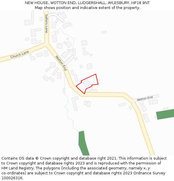 NEW HOUSE, WOTTON END, LUDGERSHALL, AYLESBURY, HP18 9NT: Location map and indicative extent of plot