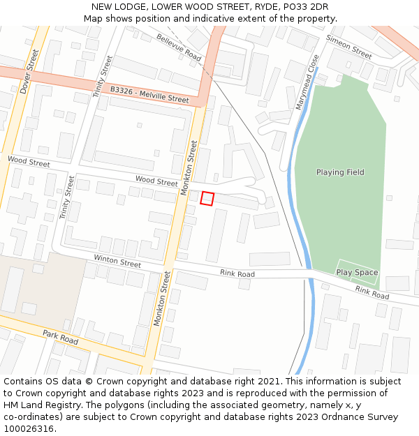 NEW LODGE, LOWER WOOD STREET, RYDE, PO33 2DR: Location map and indicative extent of plot