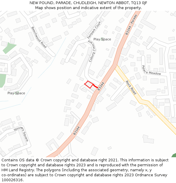 NEW POUND, PARADE, CHUDLEIGH, NEWTON ABBOT, TQ13 0JF: Location map and indicative extent of plot