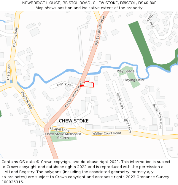 NEWBRIDGE HOUSE, BRISTOL ROAD, CHEW STOKE, BRISTOL, BS40 8XE: Location map and indicative extent of plot