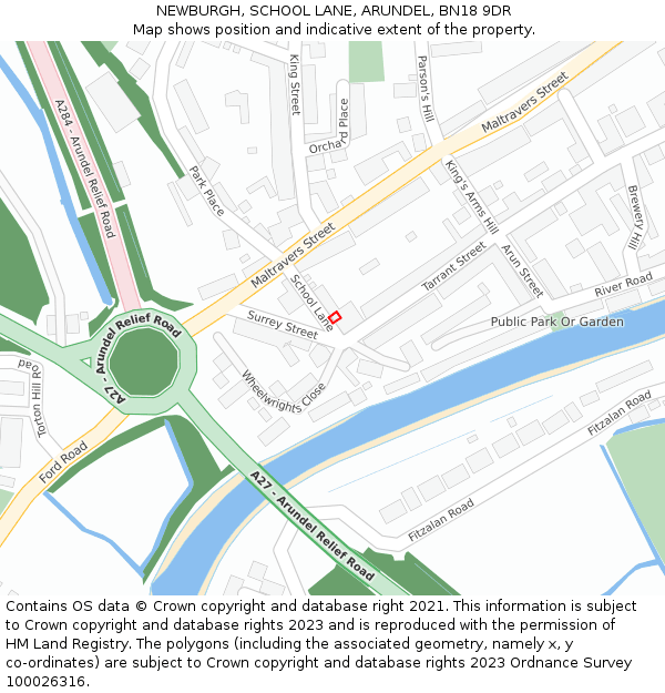 NEWBURGH, SCHOOL LANE, ARUNDEL, BN18 9DR: Location map and indicative extent of plot