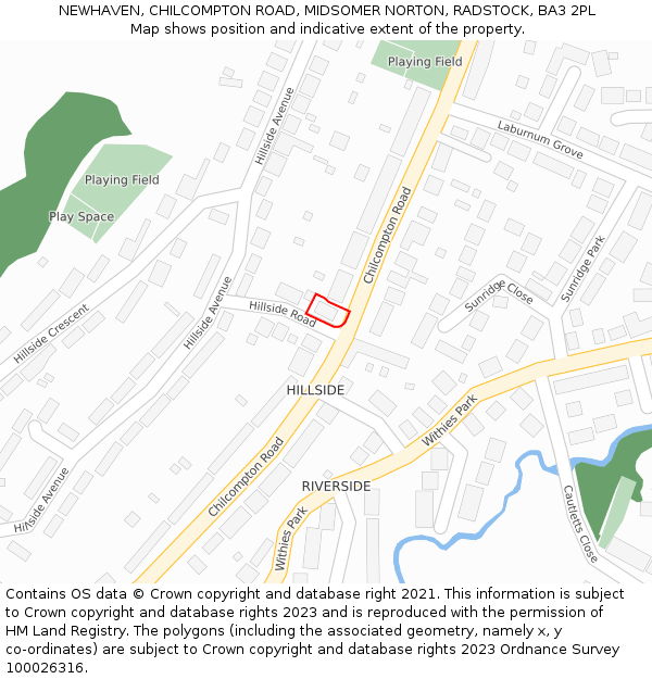 NEWHAVEN, CHILCOMPTON ROAD, MIDSOMER NORTON, RADSTOCK, BA3 2PL: Location map and indicative extent of plot