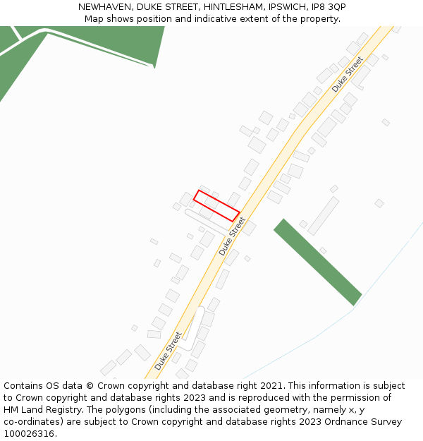 NEWHAVEN, DUKE STREET, HINTLESHAM, IPSWICH, IP8 3QP: Location map and indicative extent of plot