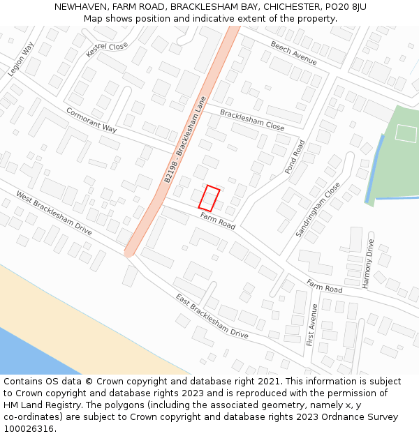 NEWHAVEN, FARM ROAD, BRACKLESHAM BAY, CHICHESTER, PO20 8JU: Location map and indicative extent of plot