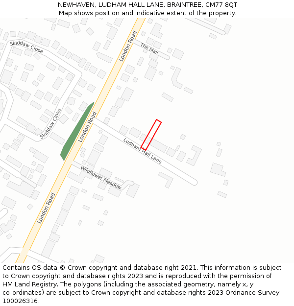 NEWHAVEN, LUDHAM HALL LANE, BRAINTREE, CM77 8QT: Location map and indicative extent of plot