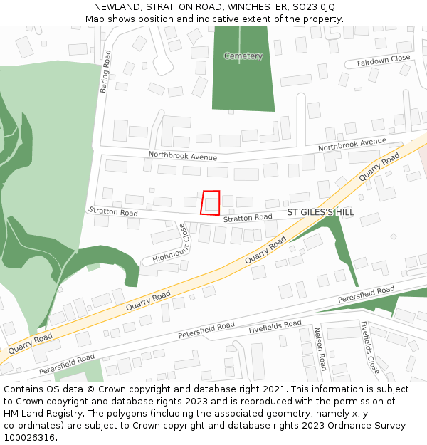 NEWLAND, STRATTON ROAD, WINCHESTER, SO23 0JQ: Location map and indicative extent of plot