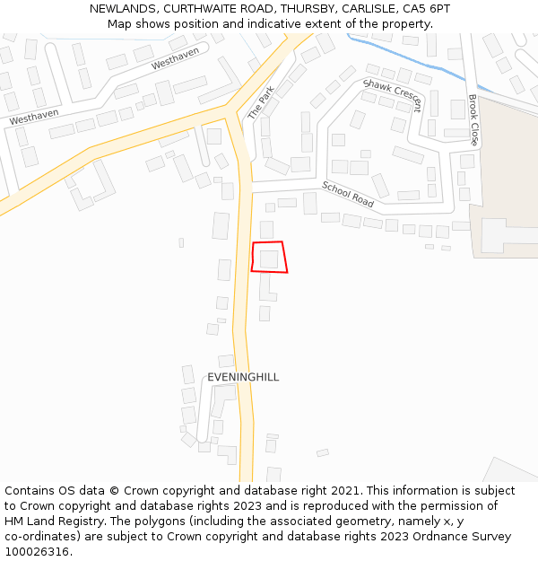 NEWLANDS, CURTHWAITE ROAD, THURSBY, CARLISLE, CA5 6PT: Location map and indicative extent of plot