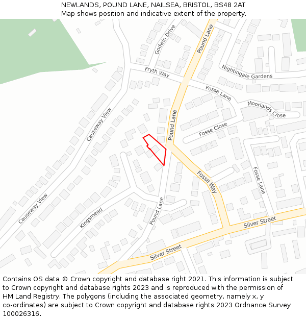 NEWLANDS, POUND LANE, NAILSEA, BRISTOL, BS48 2AT: Location map and indicative extent of plot