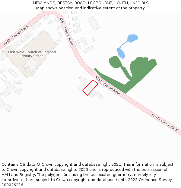 NEWLANDS, RESTON ROAD, LEGBOURNE, LOUTH, LN11 8LS: Location map and indicative extent of plot