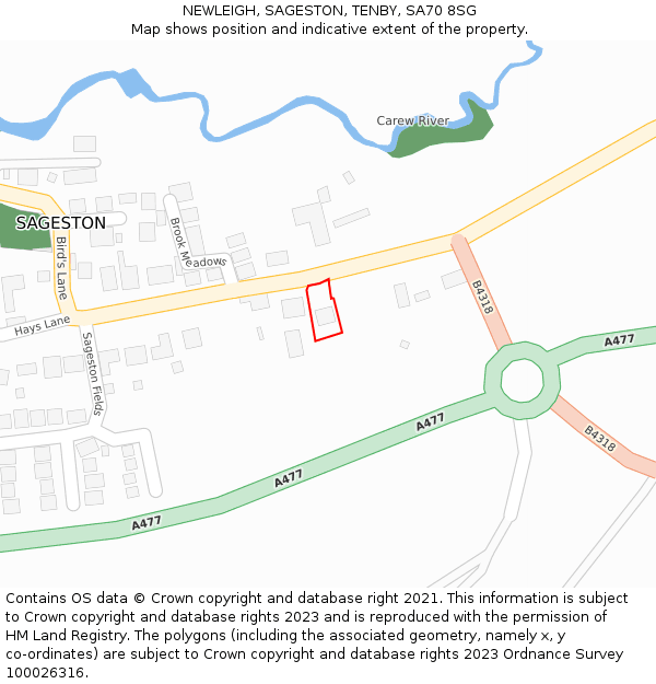 NEWLEIGH, SAGESTON, TENBY, SA70 8SG: Location map and indicative extent of plot