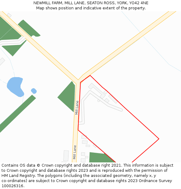 NEWMILL FARM, MILL LANE, SEATON ROSS, YORK, YO42 4NE: Location map and indicative extent of plot