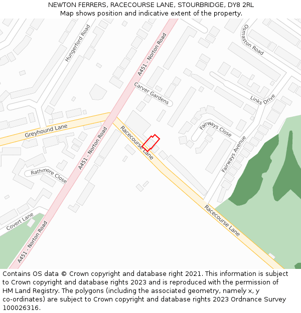 NEWTON FERRERS, RACECOURSE LANE, STOURBRIDGE, DY8 2RL: Location map and indicative extent of plot