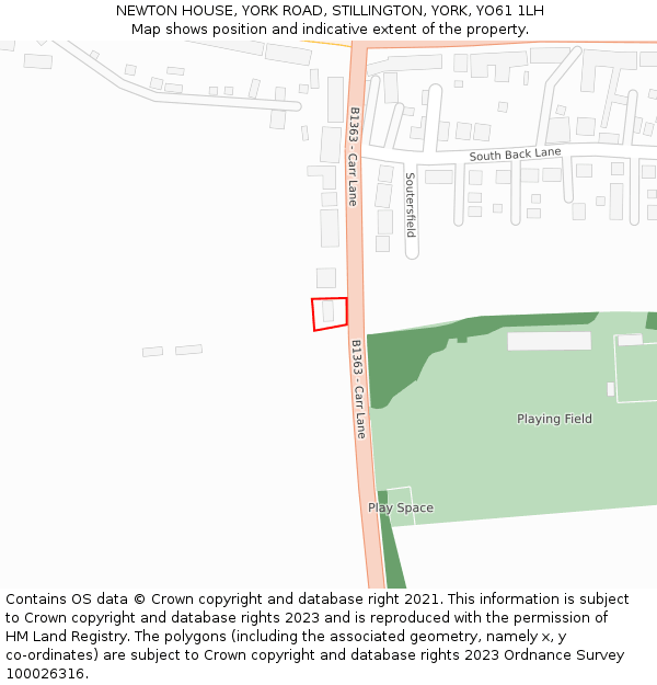 NEWTON HOUSE, YORK ROAD, STILLINGTON, YORK, YO61 1LH: Location map and indicative extent of plot