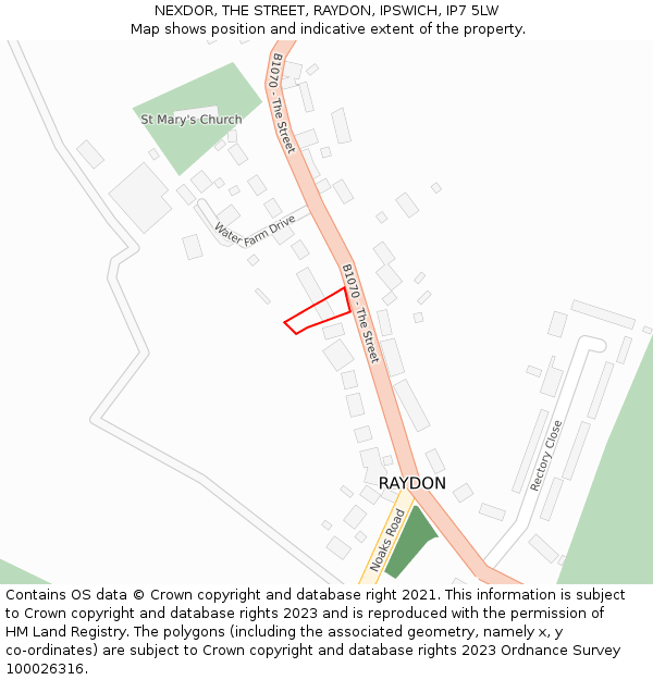 NEXDOR, THE STREET, RAYDON, IPSWICH, IP7 5LW: Location map and indicative extent of plot