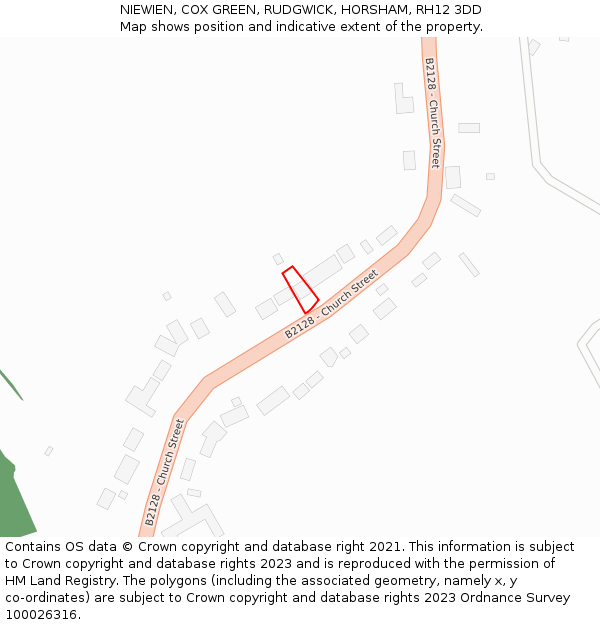 NIEWIEN, COX GREEN, RUDGWICK, HORSHAM, RH12 3DD: Location map and indicative extent of plot