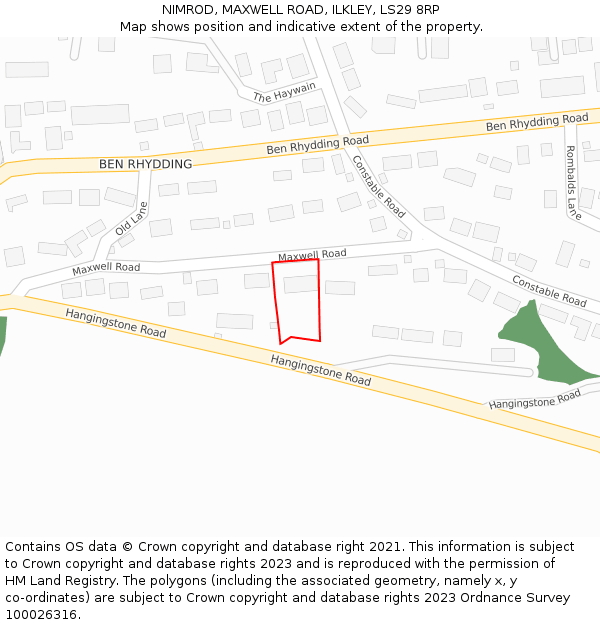 NIMROD, MAXWELL ROAD, ILKLEY, LS29 8RP: Location map and indicative extent of plot