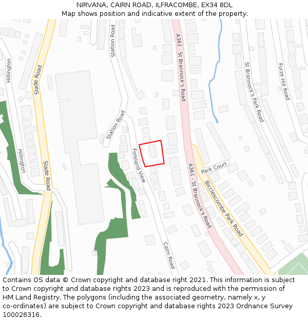 NIRVANA, CAIRN ROAD, ILFRACOMBE, EX34 8DL: Location map and indicative extent of plot