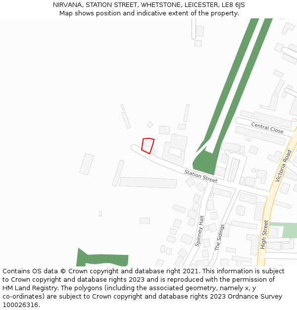 NIRVANA, STATION STREET, WHETSTONE, LEICESTER, LE8 6JS: Location map and indicative extent of plot