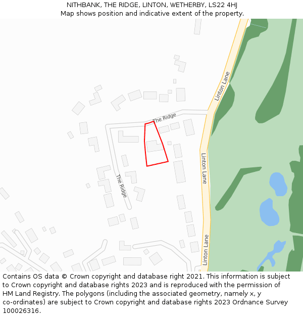 NITHBANK, THE RIDGE, LINTON, WETHERBY, LS22 4HJ: Location map and indicative extent of plot