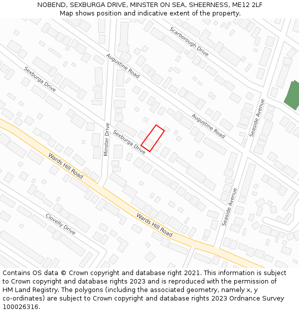 NOBEND, SEXBURGA DRIVE, MINSTER ON SEA, SHEERNESS, ME12 2LF: Location map and indicative extent of plot