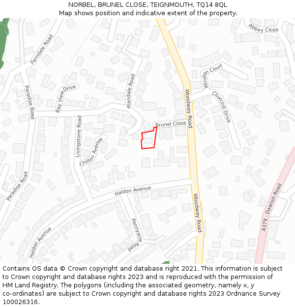 NORBEL, BRUNEL CLOSE, TEIGNMOUTH, TQ14 8QL: Location map and indicative extent of plot