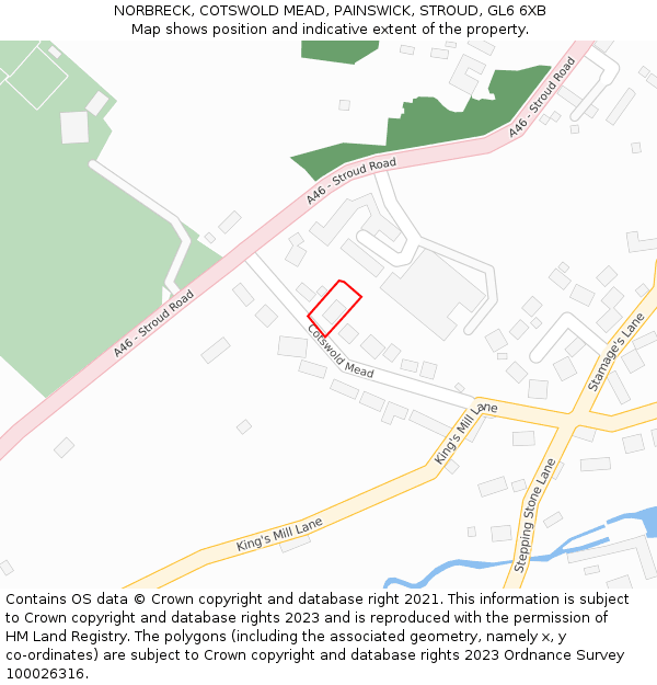 NORBRECK, COTSWOLD MEAD, PAINSWICK, STROUD, GL6 6XB: Location map and indicative extent of plot