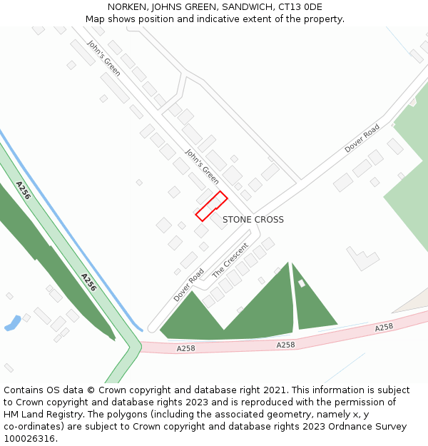 NORKEN, JOHNS GREEN, SANDWICH, CT13 0DE: Location map and indicative extent of plot