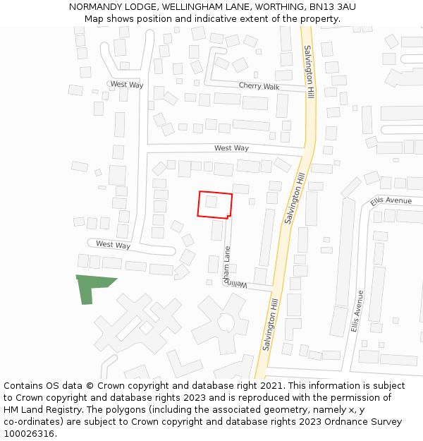 NORMANDY LODGE, WELLINGHAM LANE, WORTHING, BN13 3AU: Location map and indicative extent of plot