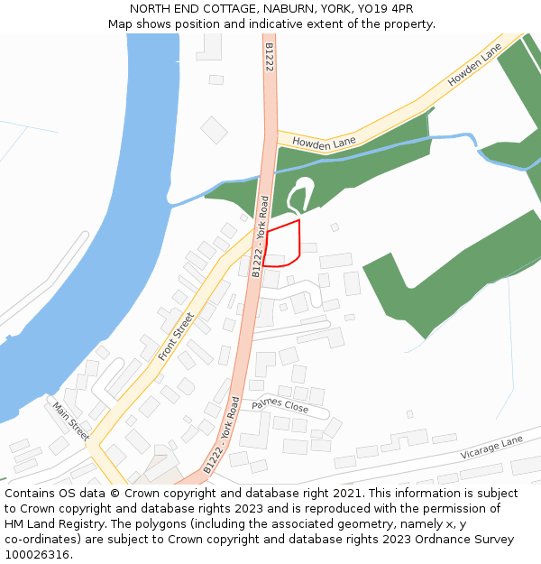 NORTH END COTTAGE, NABURN, YORK, YO19 4PR: Location map and indicative extent of plot